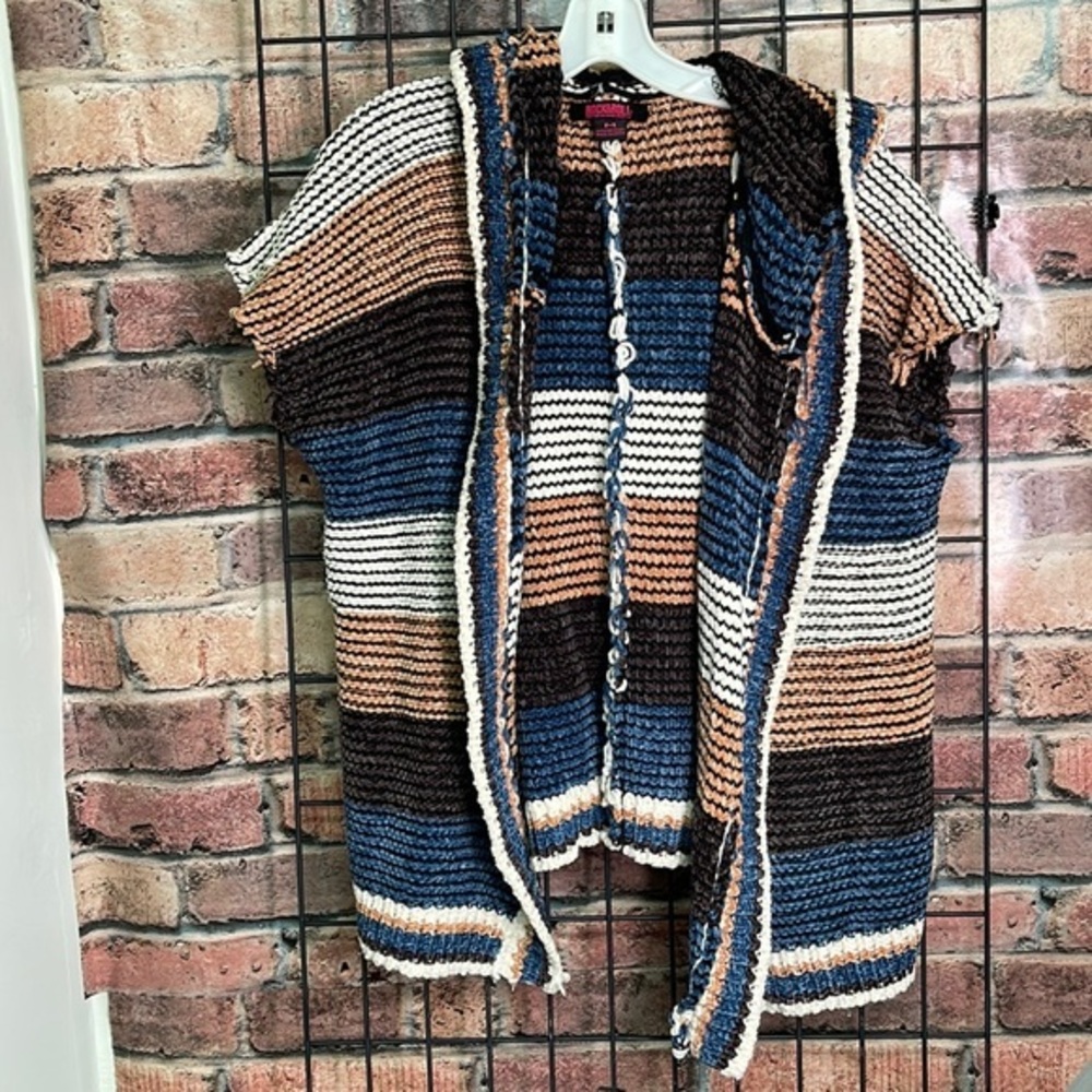 Rock&Roll Denim distressed frayed knitted cardigan sweater women’s size M